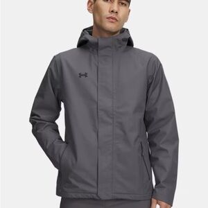 NWT Under Armour Men XL Gray Waterproof Windproof Lined Rain Jacket $175